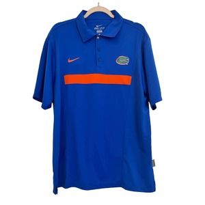 Nike Gators Dri Fit Polo UF Mens large University Florida Blue Shirt Football